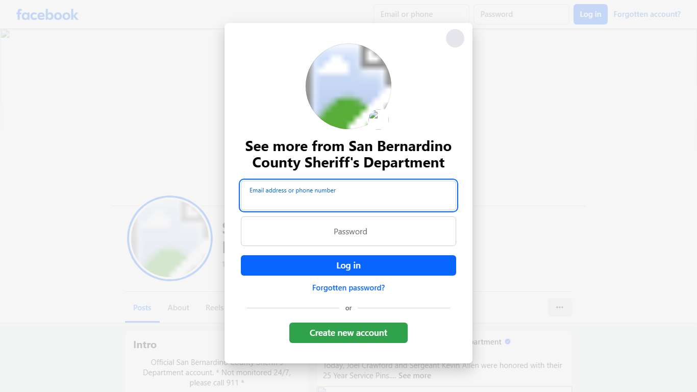 San Bernardino County Sheriff's Department Facebook